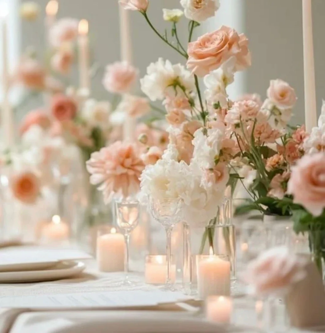 Table aux fleurs poudrées